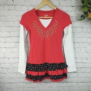 JUSTICE Long Sleeve Ruffled Top Size 12